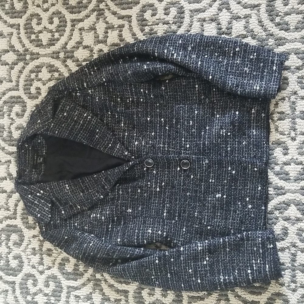 (10) Louben Wool Blend Tweed Blazer Academia Collared Business Office Workwear